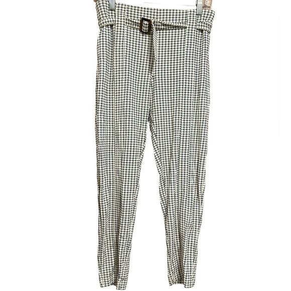 Betabrand Pants - Betabrand Belted Plaid High Waist Skinny Leg Dress Pant Size Medium